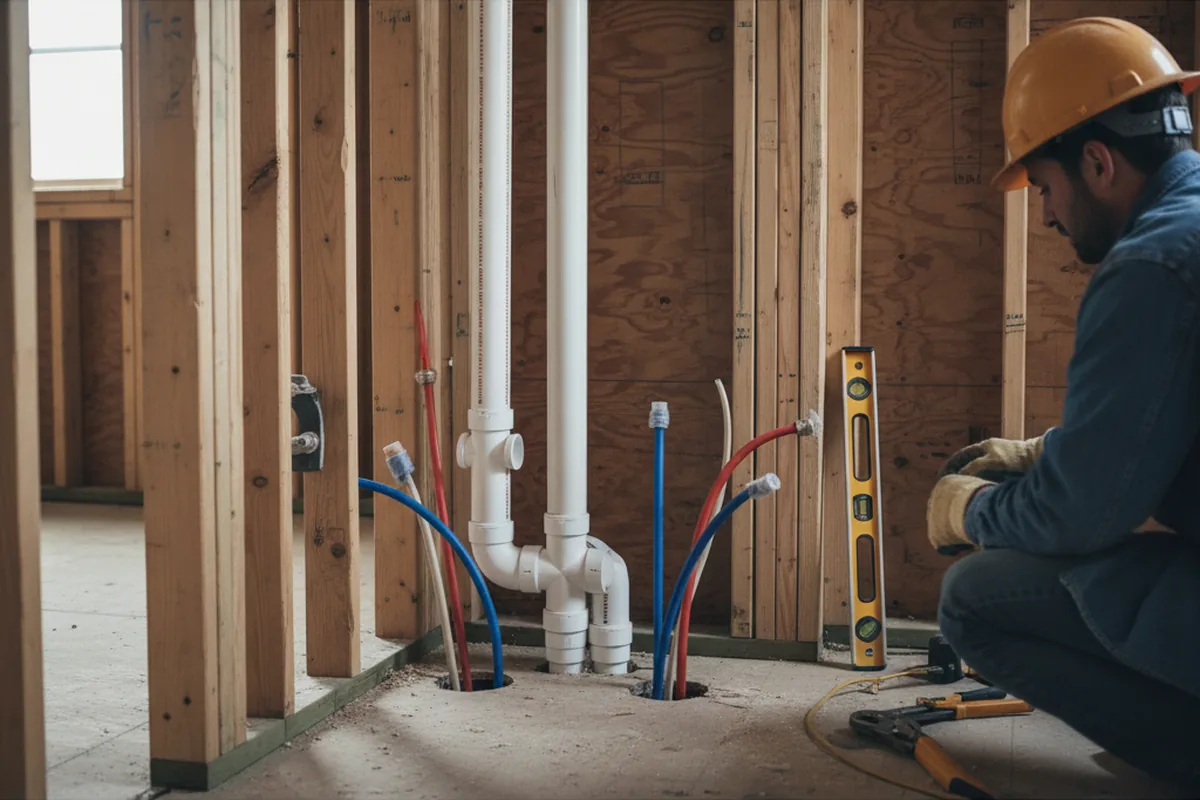 Drain and supply rough-in during Leak Detection in Starkville